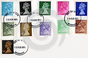 British postage stamps decimalisation 1971