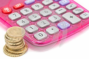 British pound coins and calculator