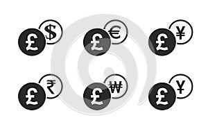 British pound exchange icon set. banking transfer sign. finance infographic design element