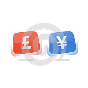 British pound and Japanese yen sign, financial concept, currency exchange