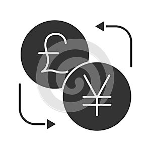 British pound and yen currency exchange glyph icon