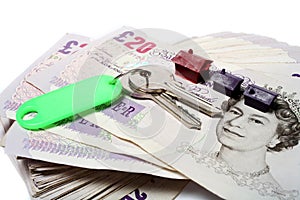 British pounds keys and houses