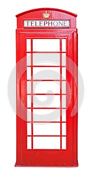 British red phone booth isolated on white