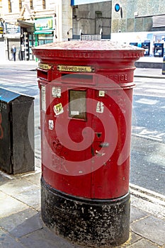 British red Post Box located in central London