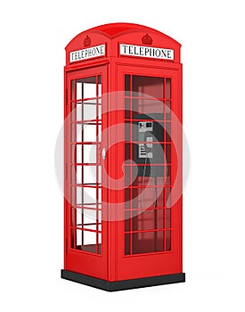 British Red Telephone Booth Isolated