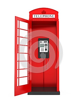 British Red Telephone Booth with Open Door