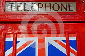 British red telephone box detail retro style