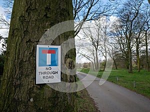 A British road sign, signalling that a `dead end` is ahead and that the road does not continue