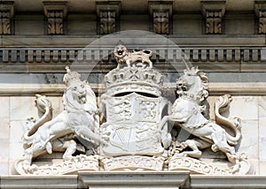 British royal coat of arms on the Victoria Memorial in Kolkata