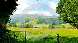 British rural green landscape meadows and fields