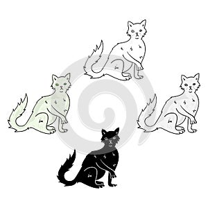 British Semi-longhair icon in cartoon,black style isolated on white background. Cat breeds symbol stock vector photo