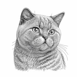 British Shorthair Cat Coloring Page Creative Feline Sketch