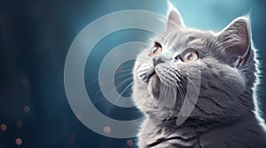 British Shorthair cat photo portrait close up. Ai generated