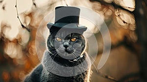 British Shorthair in a top hat embodying charm and dignity