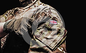 British soldier in camouflage shirt