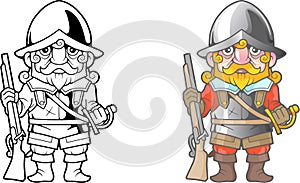 British soldier, funny illustration, coloring book