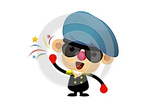 British soldier with hat .kid wearing solider costumes . cartoon character design on white background. photo