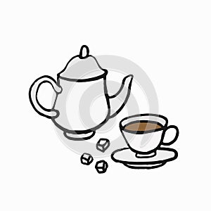 British-style tea culture illustration