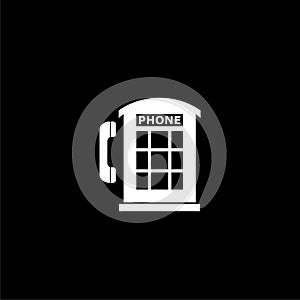 British Telephone Booth Isolated icon or logo on dark background
