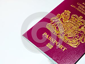 A British UK Passport isolated on white background.