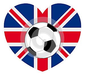 British UK Union Jack Flag Soccer Football Heart