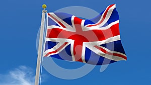 British UK United Kingdom Flag Country 3D Rendering in Blue Sky Background