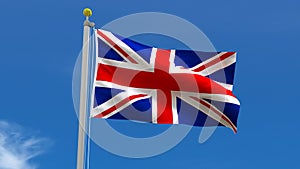 British UK United Kingdom Flag Country 3D Rendering in Blue Sky Background