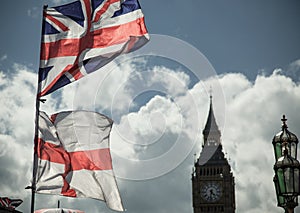 British Union Jack flag blowing in the wind.