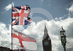 British Union Jack flag blowing in the wind.