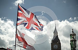 British Union Jack flag blowing in the wind.