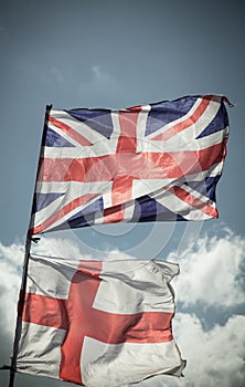 British Union Jack flag blowing in the wind.