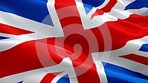 British Union Jack Flag video waving in wind. Realistic UK Flag background. United Kingdom Flag Looping Closeup 1080p Full HD 1920