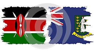 British Virgin Islands and Kenya grunge flags connection vector