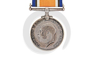 The British War Medal, 1914-18 with ribbon, silver vintage military medal (Squeak), obverse, world war one