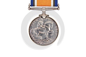 The British War Medal, 1914-18 with ribbon, silver vintage military medal (Squeak), reverse, world war one