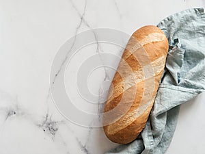 British White Bloomer or Baton loaf bread photo