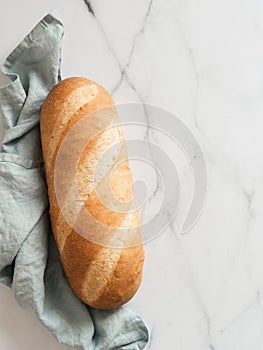 British White Bloomer or Baton loaf bread photo