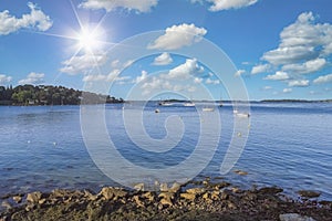 Brittany, Ile aux Moines island, beautiful beach in summer