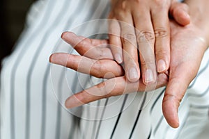 Brittle damaged nails after using shellac or gel-lacquer photo