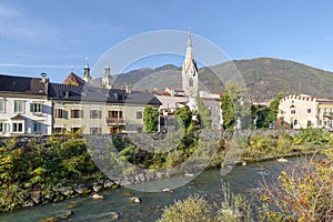 Brixen old town at Isarco River, Trentino, Alto Adige, Italy