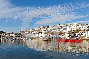 Brixham harbour Devon with houses on the hillside