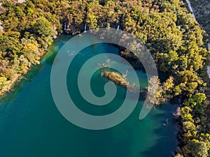 Brljan waterfalls in Krka National Park,Croatia.Aerial view