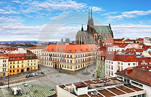 Brno - Amazing view of the old tow and Cathedral of St. Peter and Paul, Czech Republic at day