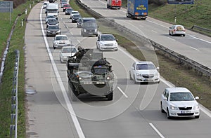 Brno,Czech Republic-March 30,2015:Dragoon Ride - US army convoy