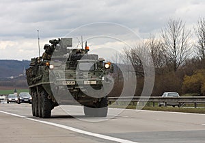 Brno,Czech Republic-March 30,2015:Dragoon Ride - US army convoy