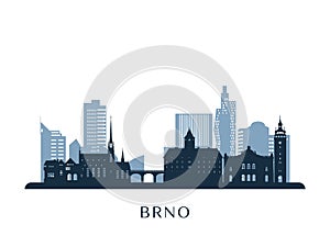 Brno skyline, monochrome silhouette. photo