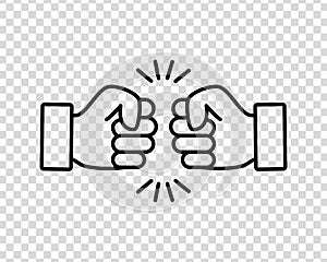 Bro fist bump or power five pound flat vector icon for apps and websites on a transparent background