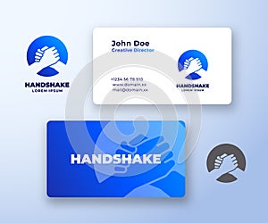 Bro Handshake Abstract Vector Logo and Business Card Template. Friends, Partners or Brothers Hand Shake Incorporated in