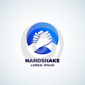 Bro Handshake Abstract Vector Sign, Symbol or Logo Template. Friends, Partners or Brothers Hand Shake Incorporated in a
