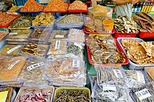 Dried seafoods at market photo